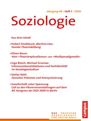 cover image of Soziologie 1/2020